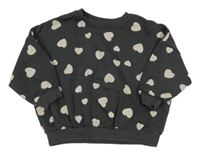 Tmavomodrá oversize mikina so srdiečkami Matalan
