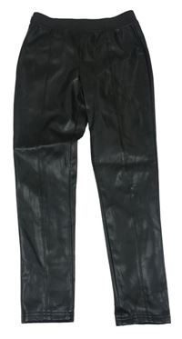 Čierne koženkové nohavice s logy RIVER ISLAND