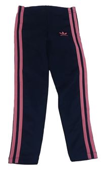 Tmavomodro-starorůžové sportovní legíny Adidas