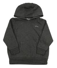 Tmavosivá melírovaná mikina s logom a vreckom a kapucňou Slazenger