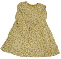 Okrovo-smetanové kytičkované šaty H&M