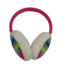 Bílo-růžovo-šedé chlupaté klapky na uši 