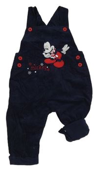 Tmavomodré manšestrové laclové podšité kalhoty s Mickey St. Bernard