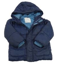 Tmavomodrá prešívaná šušťáková zimná bunda s kapucňou Kiki&Koko