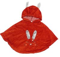Červené zamatové pončo so zajačikom s flitre a kapucňou s uškami