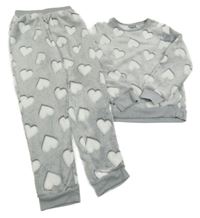 Šedé plyšové pyžamo se srdíčky Originals