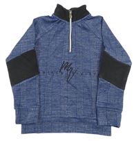 Tmavomodro-sivo-čierna kockovaná melírovaná mikina s nápisom RIVER ISLAND