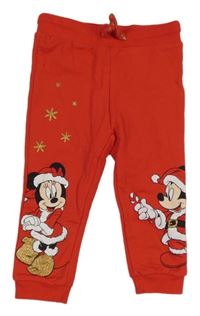 Červené tepláky s Minnie a Mickey s vánočním motivem Disney