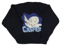 Tmavomodrý pletený sveter s duchem