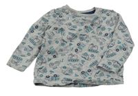 Sivá melírovaná mikina so stavebními stroji POCOPIANO