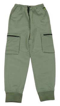Khaki cargo cuff šusťákové kalhoty ZARA