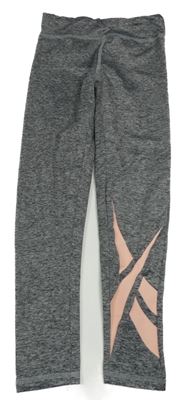 Šedé melírované funkční sportovní legíny Reebok