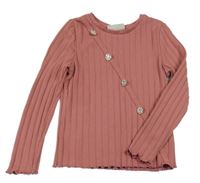 Skořicové žebrované triko s gombíky Matalan
