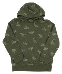 Khaki mikina s dinosaurami a kapucňou Topolino