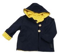 Tmavomodrá propínací podšitá mikina s kapucí 