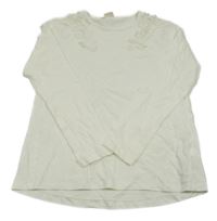 Smotanové tričko s čipkovymi kvety Zara