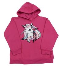 Tmavorůžová mikina s jednorožcem z překlápěcích flitrů a kapucí