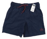 Nové - tmavomodré plážové kraťasy se znakem a nápisy PRIMARK