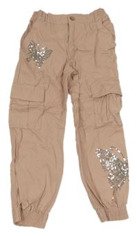 Pudrové cargo cuff rifle s motýlky z flitrů F&F