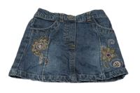 Modrá rifľová sukňa s kvietkami C&A