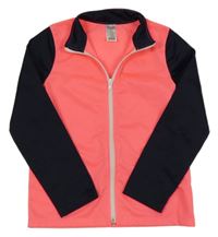 Kriklavoě korálovo-tmavomodrá funkčná športová prepínaci mikina Decathlon