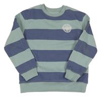 Světlemodrošedo-tmavomodrá pruhovaná mikina s nápismi St. Bernard