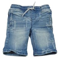 Modré teplákové rifľové kraťasy s palmami dopodopo