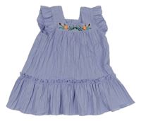 Svetlofialové rebrované vzorované šaty s kvietkami a volánikmi SHEIN