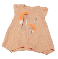 Marhuľová melírovaná tunika s mořskými koníky s flitrami a volánikmi Topomini