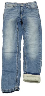 Modré skinny fit waist lined teplákové podšité rifle H&M