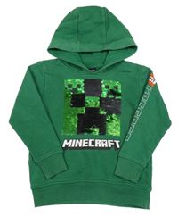 Tmavozelená mikina s Minecraft a překlápěcími flitry a kapucí Next