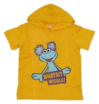 Pomerančové tričko s obrázkem a kapucí 