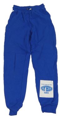 Cobaltově modro-bílé tepláky s nášivkou PEPCO