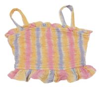 Farebný pruhovaný batikovaný crop top s volánikmi PRIMARK