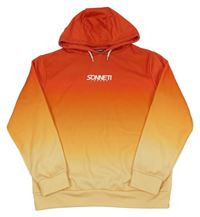 Červeno-oranžovo-žlutá ombré mikina s logem a kapucí Sonneti