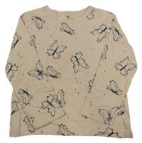 Béžové tričko s motýlikmi H&M
