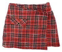 Červeno-čierno-bielo-zlatá kockovaná tepláková sukňa Matalan