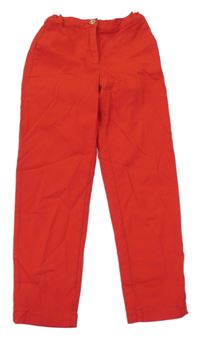 Červené vzorované chino crop nohavice