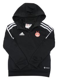 Černo-bílá funkční fotbalová mikina Aberdeen a kapucí Adidas