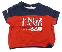 Červeno-tmavomodré tričko s nápisy England