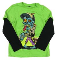 Zeleno-čierne tričko so Zombie F&F