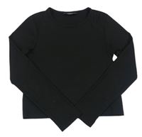 Čierne rebrované crop tričko Primark