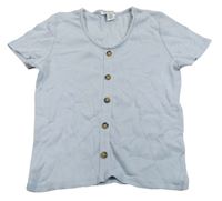 Světlemodré žebrované crop tričko s knoflíky Primark