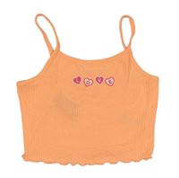 Neónově oranžový rebrovaný crop top so srdiečkami River Island