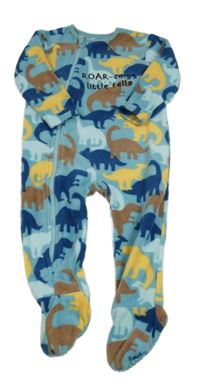 Modrý fleecový overal s dinosaury Dunnes