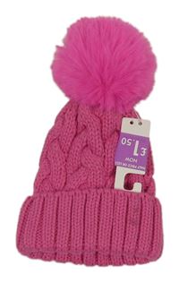 Nové - Tmavoružová pletená čapica s brmbolcom zn. Next