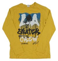 Okrové tričko s graffiti nápisom zn. Chapter Young