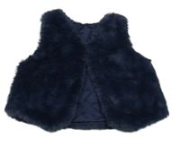Tmavomodrá kožušinová podšitá vesta George