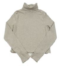 Světlehnědý melírovaný žebrovaný crop rolák New Look