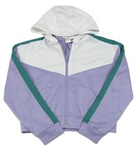 Lila-biela športová prepínaci crop mikina s kapucňou H&M